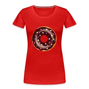 Donut Drawing Dessert Donuts Cake Pastry 115 - Women's Premium Organic T-Shirt - red - Front - Mia (176cm)
