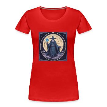 Mystischer Pixelmagier - Frauen Premium Bio T-Shirt - Rot - Vorne - Mia (176cm)