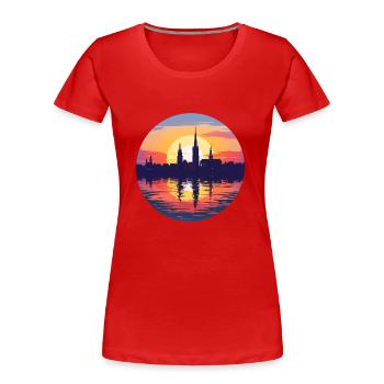 Erfurt Skyline - Frauen Premium Bio T-Shirt - Rot - Vorne - Mia (176cm)