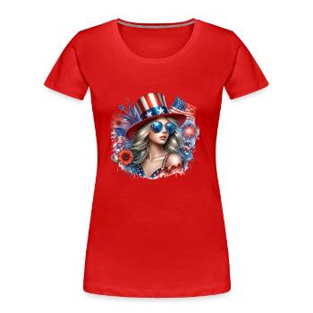 Freaky nice Patriot - Frauen Premium Bio T-Shirt - Rot - Vorne - Mia (176cm)