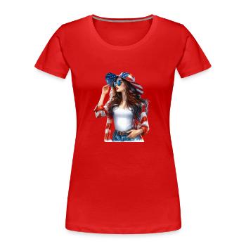 Patriot day 4 Us - Frauen Premium Bio T-Shirt - Rot - Vorne - Mia (176cm)