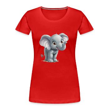 Kleiner lustiger Elefant - Frauen Premium Bio T-Shirt - Rot - Vorne - Mia (176cm)