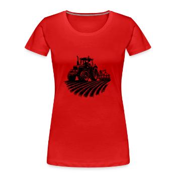 Traktor Feld Schlepper Landmaschinen Feldarbeit - Frauen Premium Bio T-Shirt - Rot - Vorne - Mia (176cm)