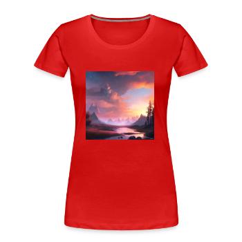 Sonnenaufgang - Frauen Premium Bio T-Shirt - Rot - Vorne - Mia (176cm)