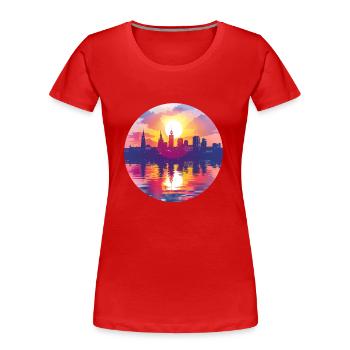 Siegen Skyline - Frauen Premium Bio T-Shirt - Rot - Vorne - Mia (176cm)