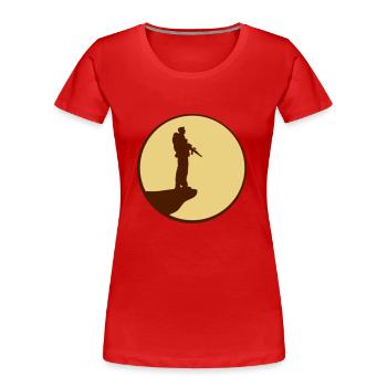 Soldat Mond Nacht Klippe Silhouette Kriegskämpfer - Frauen Premium Bio T-Shirt - Rot - Vorne - Mia (176cm)