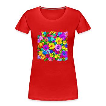 Flowers - Frauen Premium Bio T-Shirt - Rot - Vorne - Mia (176cm)