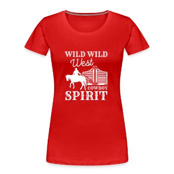 Wilder Westen Pferd Amerika Lasso - Frauen Premium Bio T-Shirt - Rot - Vorne - Mia (176cm)