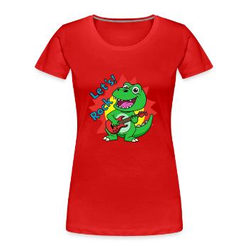 DINOSAURIER-MUSIK, DIE GITARRE SPIELT KINDER SPIELERISCH - Frauen Premium Bio T-Shirt - Rot - Vorne - Mia (176cm)