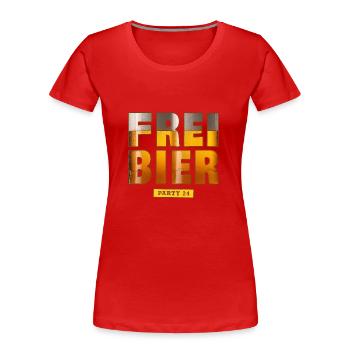 Freibier Party 24 - Frauen Premium Bio T-Shirt - Rot - Vorne - Mia (176cm)