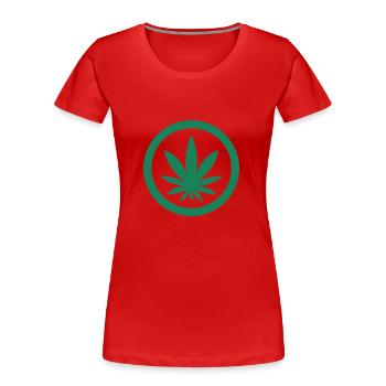 Feuille de Cannabis - T-shirt bio Premium Femme - rouge - Devant - Mia (176cm)