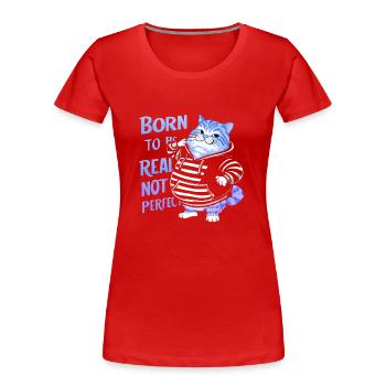 Katze, schöne, stilvolle Katze, bunte Kunst, Kunst, niedlich - Frauen Premium Bio T-Shirt - Rot - Vorne - Mia (176cm)
