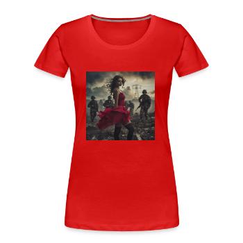 Red Lady - Frauen Premium Bio T-Shirt - Rot - Vorne - Mia (176cm)