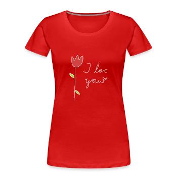 Rose Ich liebe dich Herz - Frauen Premium Bio T-Shirt - Rot - Vorne - Mia (176cm)