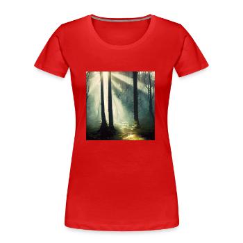 De chaque obscurité surgit un soleil radieux - T-shirt bio Premium Femme - rouge - Devant - Mia (176cm)