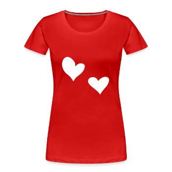 deux coeurs symbole coeur amour - T-shirt bio Premium Femme - rouge - Devant - Mia (176cm)