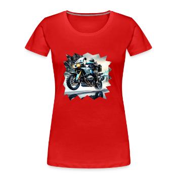 Surface de route mouillée de moto - T-shirt bio Premium Femme - rouge - Devant - Mia (176cm)