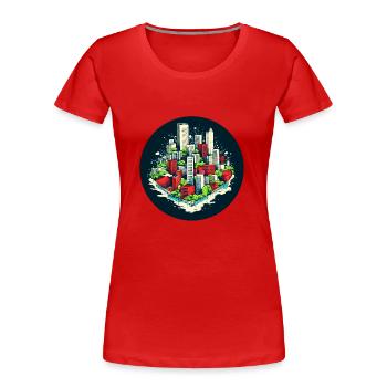 La ville, un chef-d’œuvre architectural - T-shirt bio Premium Femme - rouge - Devant - Mia (176cm)