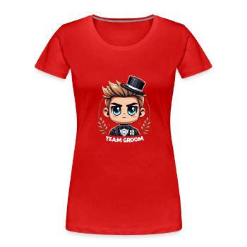 Team Groom - Frauen Premium Bio T-Shirt - Rot - Vorne - Mia (176cm)