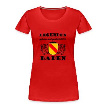 Geboren im schönen Baden - Frauen Premium Bio T-Shirt - Rot - Vorne - Mia (176cm)