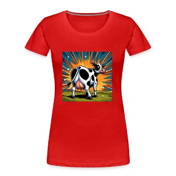 Kuh von hinten - Frauen Premium Bio T-Shirt - Rot - Vorne - Mia (176cm)