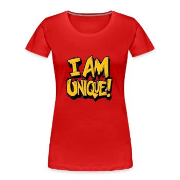Ich bin einzigartig denke positiv selbstbewusst - Frauen Premium Bio T-Shirt - Rot - Vorne - Mia (176cm)