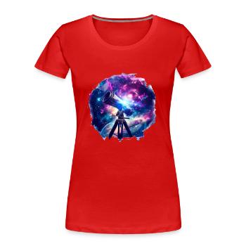 Découvrez les merveilles du cosmos avec le télescope - T-shirt bio Premium Femme - rouge - Devant - Mia (176cm)