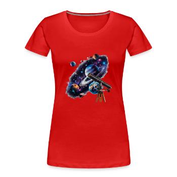 Découvrir des planètes lointaines avec un télescope - T-shirt bio Premium Femme - rouge - Devant - Mia (176cm)