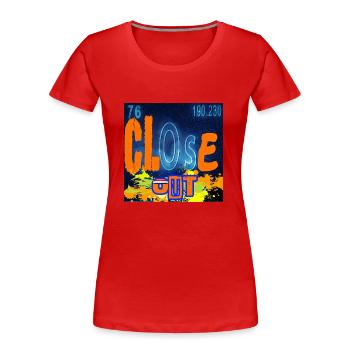 CLOSE OUT CHEMISTRY - T-shirt bio Premium Femme - rouge - Devant - Mia (176cm)