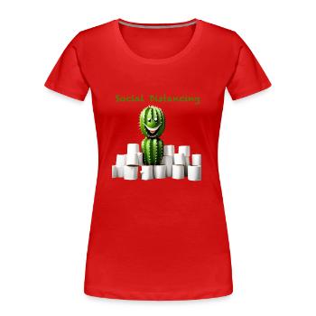 Social Distancing - Frauen Premium Bio T-Shirt - Rot - Vorne - Mia (176cm)