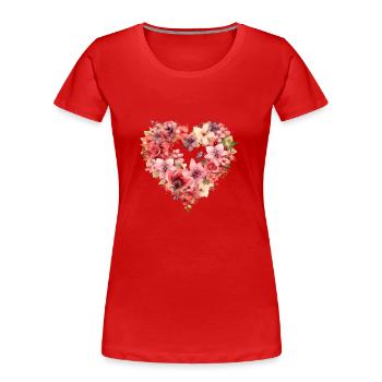 Coeur en couronne de fleurs - T-shirt bio Premium Femme - rouge - Devant - Mia (176cm)