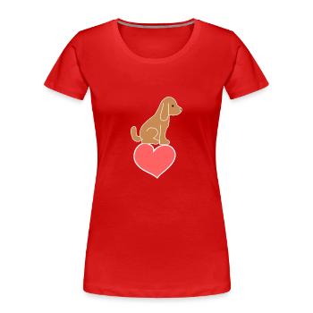 Hund Herz Tier Symbol Tierliebe - Frauen Premium Bio T-Shirt - Rot - Vorne - Mia (176cm)