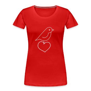 Oiseau, Coeur, Animal, Amour, Animaux - T-shirt bio Premium Femme - rouge - Devant - Mia (176cm)
