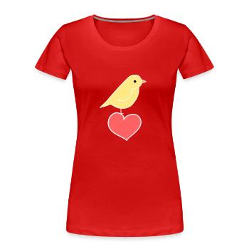 Vogel Tier Herz Liebe Tierliebe - Frauen Premium Bio T-Shirt - Rot - Vorne - Mia (176cm)