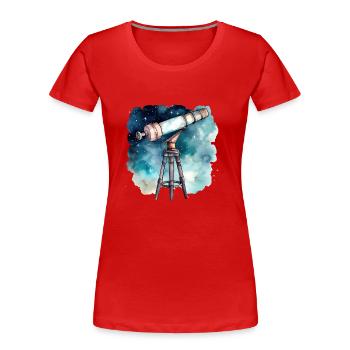 Fernrohr - Frauen Premium Bio T-Shirt - Rot - Vorne - Mia (176cm)