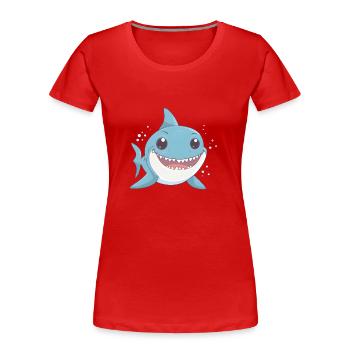 Kleiner kindlicher Hai - Frauen Premium Bio T-Shirt - Rot - Vorne - Mia (176cm)