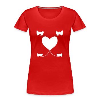 Heart Bow Pattern Shapes Shapes - Women's Premium Organic T-Shirt - red - Front - Mia (176cm)