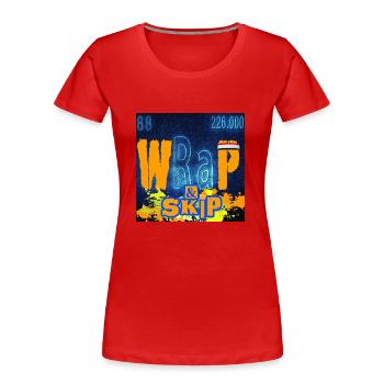 "WRAP & SKIP" design by ALLEYHOP - T-shirt bio Premium Femme - rouge - Devant - Mia (176cm)