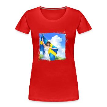 Abschlussfeier 2024 Abiturfeier - Frauen Premium Bio T-Shirt - Rot - Vorne - Mia (176cm)