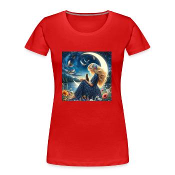 femma au croissant de lune - T-shirt bio Premium Femme - rouge - Devant - Mia (176cm)