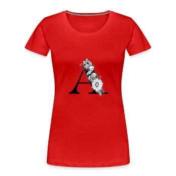 Buchstabe A Blumen Schwarz und Weiß - Frauen Premium Bio T-Shirt - Rot - Vorne - Mia (176cm)