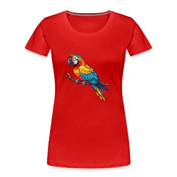 Perroquet coloré sur branche - T-shirt bio Premium Femme - rouge - Devant - Mia (176cm)