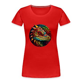 Abstrakte Eidechse - Geometrisches Design - Frauen Premium Bio T-Shirt - Rot - Vorne - Mia (176cm)