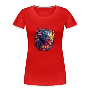 Abstrakter Drache - Geometrisches Drachendesign - Frauen Premium Bio T-Shirt - Rot - Vorne - Mia (176cm)