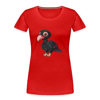 Adorable personnage de vautour à tête rouge - T-shirt bio Premium Femme - rouge - Devant - Mia (176cm)