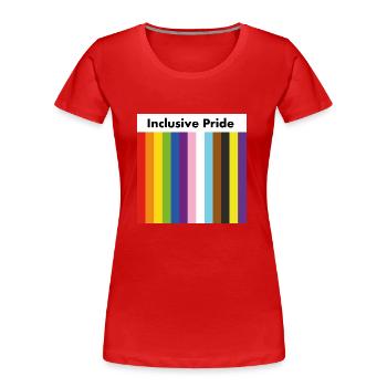 Inclusive Progress Pride Flag Stripes - Women's Premium Organic T-Shirt - red - Front - Mia (176cm)