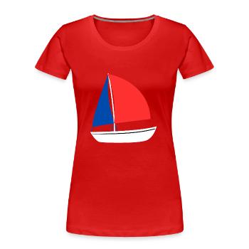 Blau, Weiß, Rot Frankreich Boot - Frauen Premium Bio T-Shirt - Rot - Vorne - Mia (176cm)