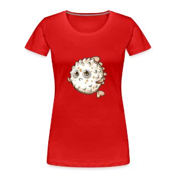 Mignon personnage de dessin animé de poisson-globe - T-shirt bio Premium Femme - rouge - Devant - Mia (176cm)