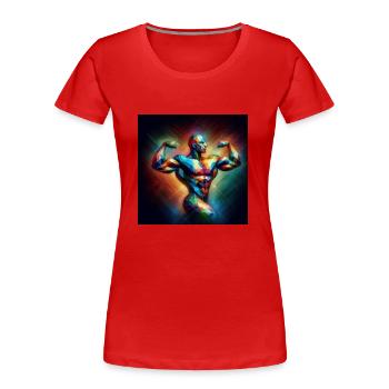 Bodybuilding - Frauen Premium Bio T-Shirt - Rot - Vorne - Mia (176cm)