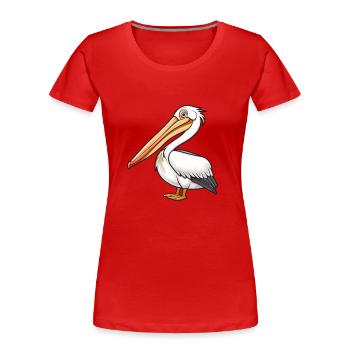Stolzer Pelikan In Eleganter Pose - Frauen Premium Bio T-Shirt - Rot - Vorne - Mia (176cm)